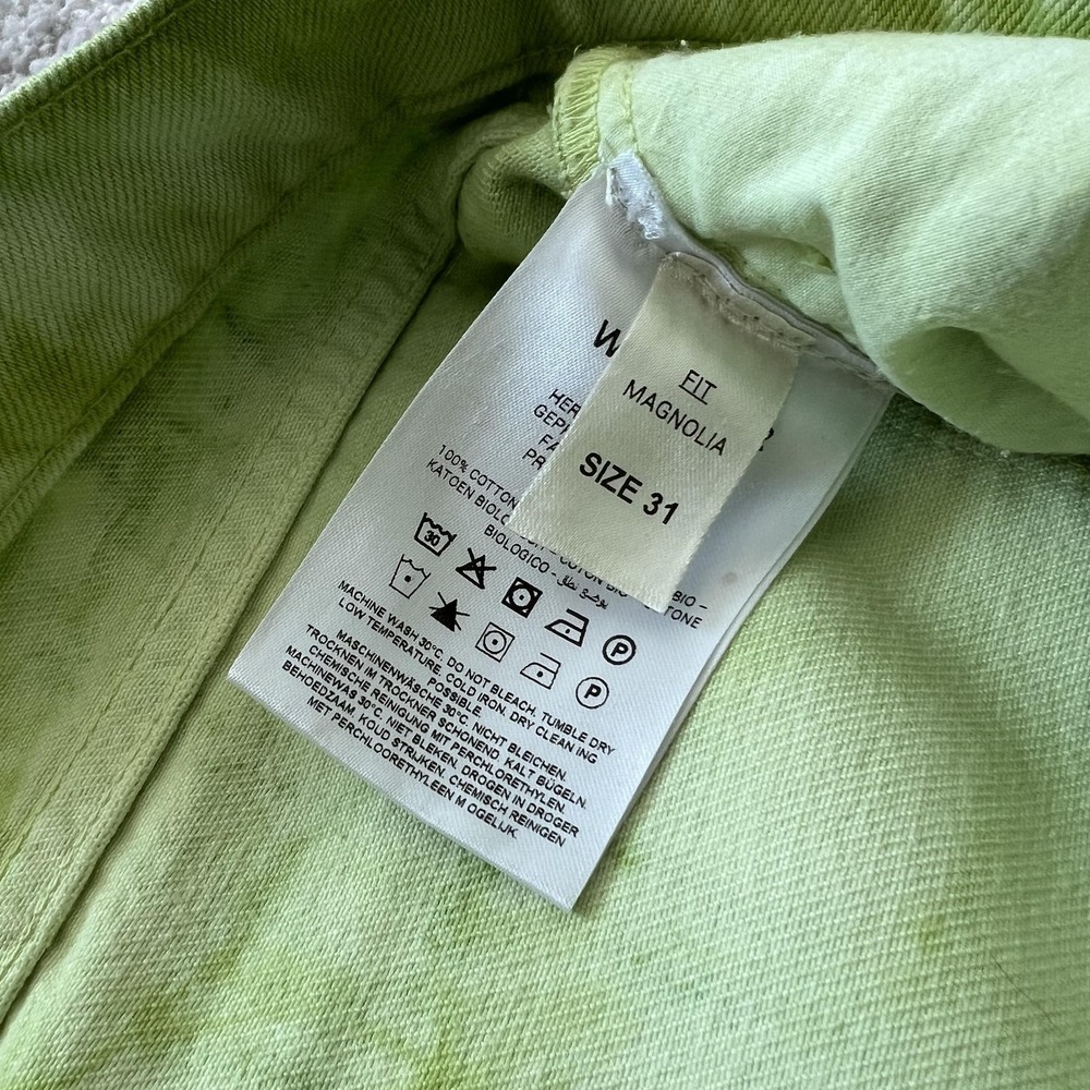Wandler Magnolia Wide Leg Jeans Womens 31 Green High Rise Made Italy Tie Dye - Picture 8 of 16
